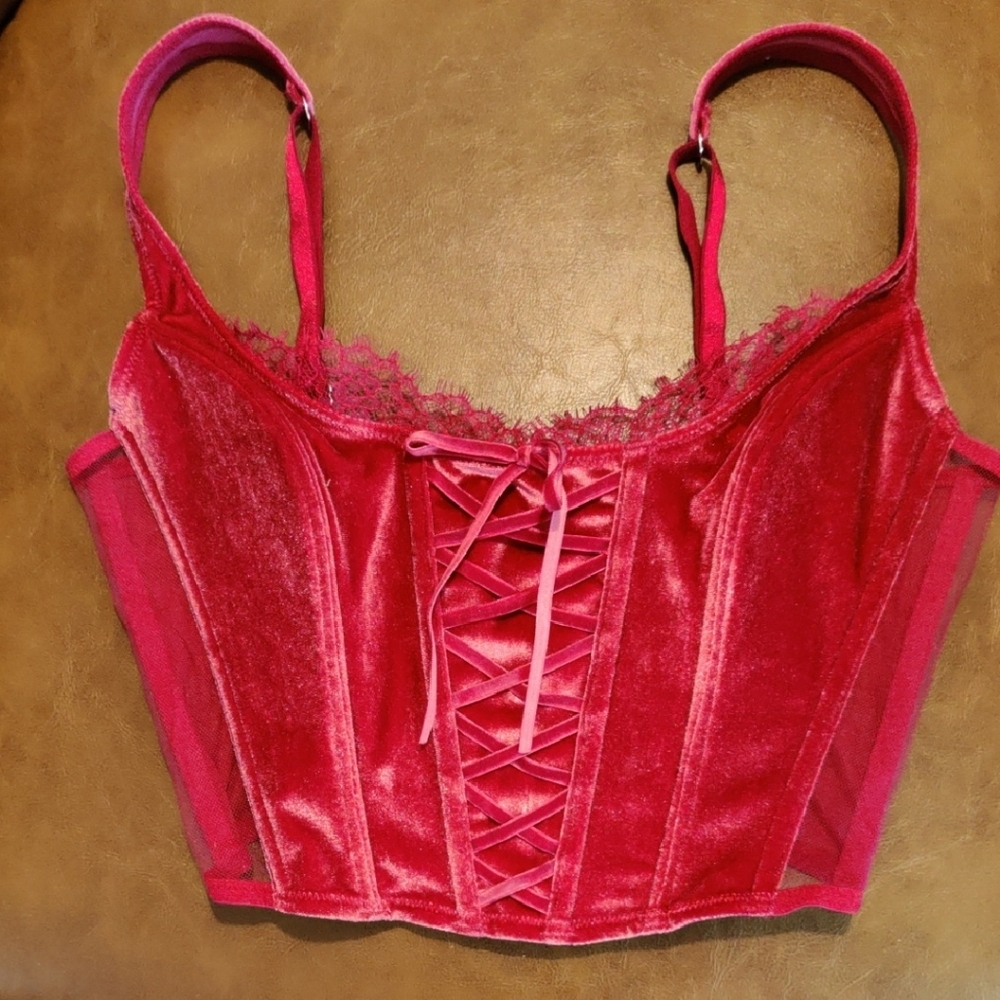 Victoria's Secret Fuchsia Lace-Up Corset